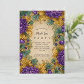 Ornate Floral Masquerade Mardi Gras Kaart (Staand voorkant)