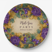 Ornate Floral Masquerade Mardi Gras Papieren Bordje (Voorkant)