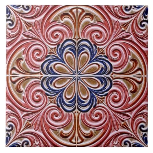Ornate Floral Medallion Ceramic Pattern Tegeltje (Voorkant)