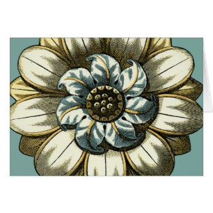 Ornate Floral Medallion on Light Blue Background