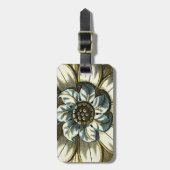 Ornate Floral Medallion on Light Blue Background Bagagelabel (Voorkant verticaal)