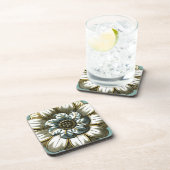 Ornate Floral Medallion on Light Blue Background Bier Onderzetter (Rechterzijde)