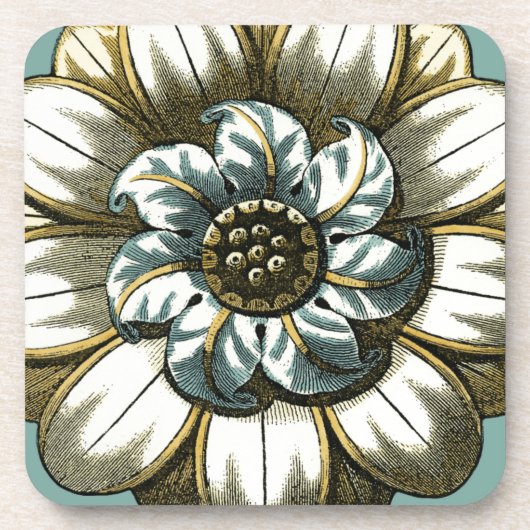 Ornate Floral Medallion on Light Blue Background Bier Onderzetter (Voorkant)