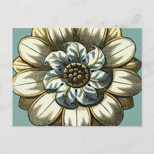 Ornate Floral Medallion on Light Blue Background Briefkaart (Voorkant)