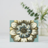 Ornate Floral Medallion on Light Blue Background Briefkaart (Staand voorkant)