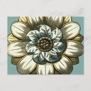 Ornate Floral Medallion on Light Blue Background Briefkaart