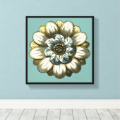 Ornate Floral Medallion on Light Blue Background Canvas Afdruk (Insitu (Houten vloer))