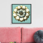 Ornate Floral Medallion on Light Blue Background Canvas Afdruk (Insitu (Woonkamer))