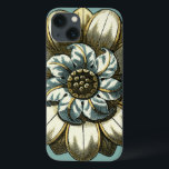 Ornate Floral Medallion on Light Blue Background iPhone 13 Hoesje<br><div class="desc">A light blue background serves as the accent to this ornate floral medallion painting by Vision Studio. Layers of leaves multiply the beauty of the flower,  giving it a very life-like quality. Purchase it today and let it bloom in your home.</div>