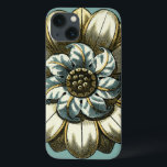 Ornate Floral Medallion on Light Blue Background iPhone 13 Hoesje<br><div class="desc">A light blue background serves as the accent to this ornate floral medallion painting by Vision Studio. Layers of leaves multiply the beauty of the flower,  giving it a very life-like quality. Purchase it today and let it bloom in your home.</div>