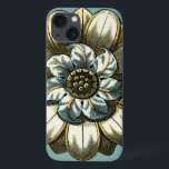 Ornate Floral Medallion on Light Blue Background iPhone 13 Hoesje<br><div class="desc">A light blue background serves as the accent to this ornate floral medallion painting by Vision Studio. Layers of leaves multiply the beauty of the flower,  giving it a very life-like quality. Purchase it today and let it bloom in your home.</div>