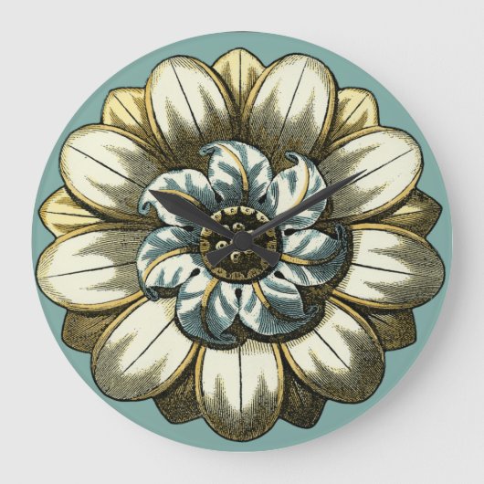 Ornate Floral Medallion on Light Blue Background Grote Klok (Voorkant)