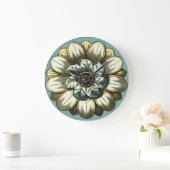 Ornate Floral Medallion on Light Blue Background Grote Klok (Huis)