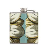 Ornate Floral Medallion on Light Blue Background Heupfles (Achterkant)