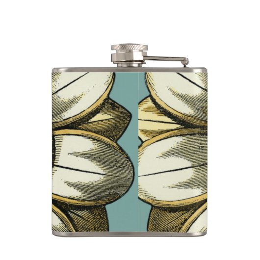 Ornate Floral Medallion on Light Blue Background Heupfles (Achterkant)