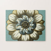 Ornate Floral Medallion on Light Blue Background Legpuzzel (Horizontaal)