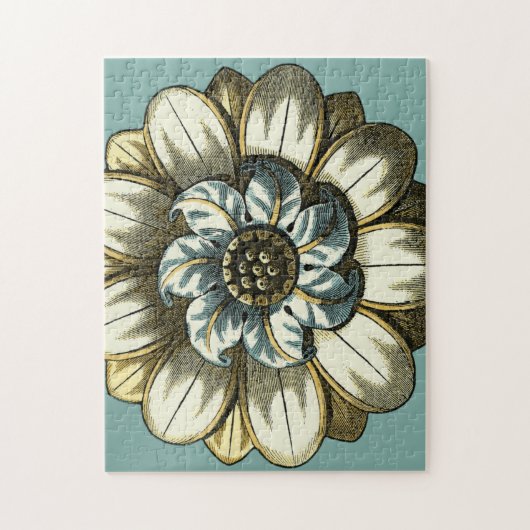 Ornate Floral Medallion on Light Blue Background Legpuzzel (Verticaal)