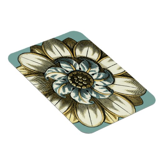 Ornate Floral Medallion on Light Blue Background Magneet (Rechterzijde)