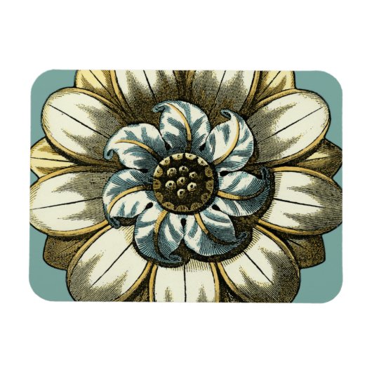 Ornate Floral Medallion on Light Blue Background Magneet (Horizontaal)