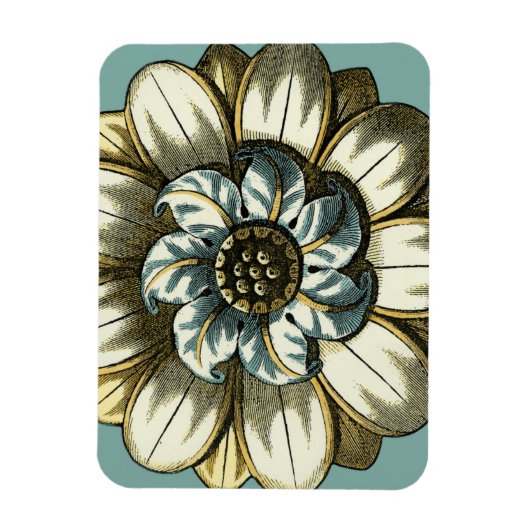 Ornate Floral Medallion on Light Blue Background Magneet (Verticaal)