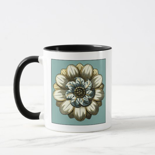 Ornate Floral Medallion on Light Blue Background Mok (Links)
