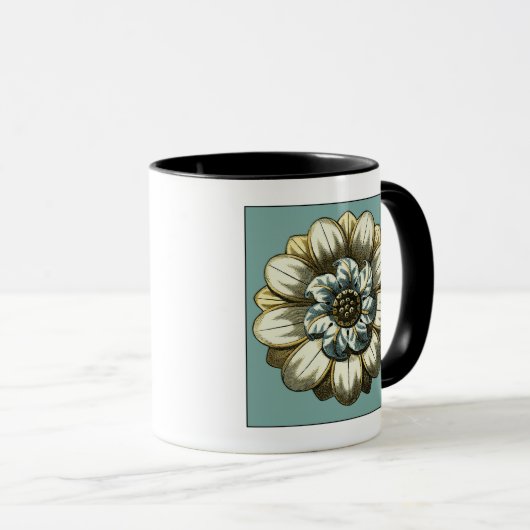 Ornate Floral Medallion on Light Blue Background Mok (Voorkant rechts)