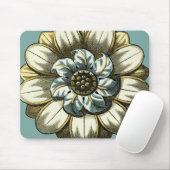 Ornate Floral Medallion on Light Blue Background Muismat (Met muis)