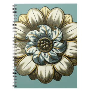 Ornate Floral Medallion on Light Blue Background Notitieboek