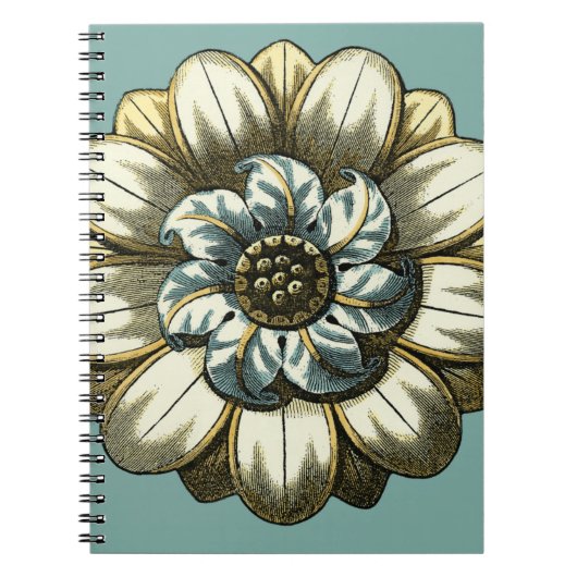 Ornate Floral Medallion on Light Blue Background Notitieboek (Voorkant)