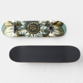 Ornate Floral Medallion on Light Blue Background Persoonlijk Skateboard (Horizontaal)