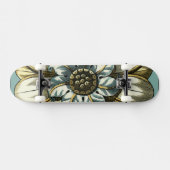 Ornate Floral Medallion on Light Blue Background Persoonlijk Skateboard (Horizontaal)