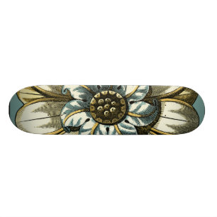 Ornate Floral Medallion on Light Blue Background Persoonlijk Skateboard