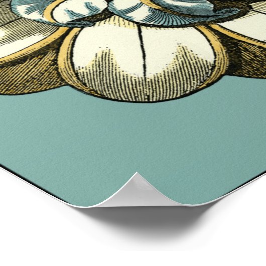 Ornate Floral Medallion on Light Blue Background Poster (Hoek)