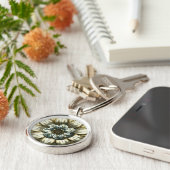 Ornate Floral Medallion on Light Blue Background Sleutelhanger (Zijkant)