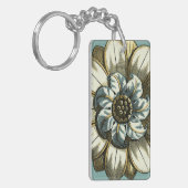 Ornate Floral Medallion on Light Blue Background Sleutelhanger (Voorkant Links)