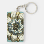 Ornate Floral Medallion on Light Blue Background Sleutelhanger (achterkant)
