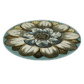 Ornate Floral Medallion on Light Blue Background Snijplank (Hoek)