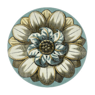 Ornate Floral Medallion on Light Blue Background Snijplank