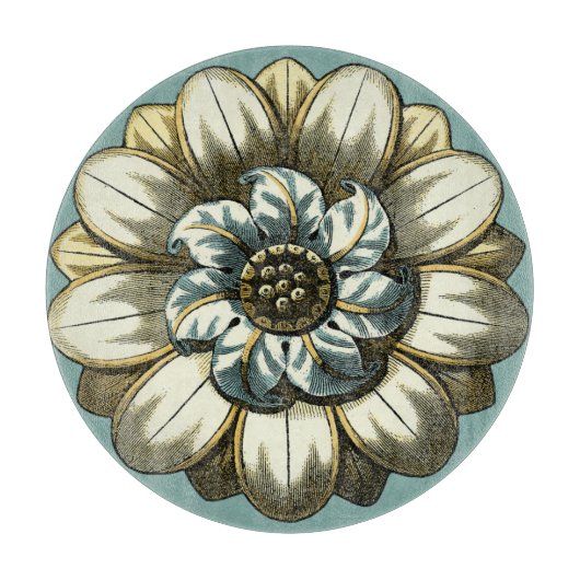 Ornate Floral Medallion on Light Blue Background Snijplank (Voorkant)