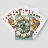 Ornate Floral Medallion on Light Blue Background Speelkaarten (Achterkant)