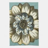 Ornate Floral Medallion on Light Blue Background Theedoek (Verticaal)