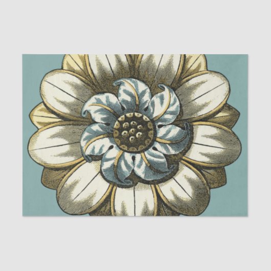 Ornate Floral Medallion on Light Blue Background Tissuepapier (Voorkant)
