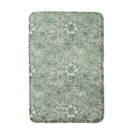 Ornate floral pattern of white flowers & leaves badmat