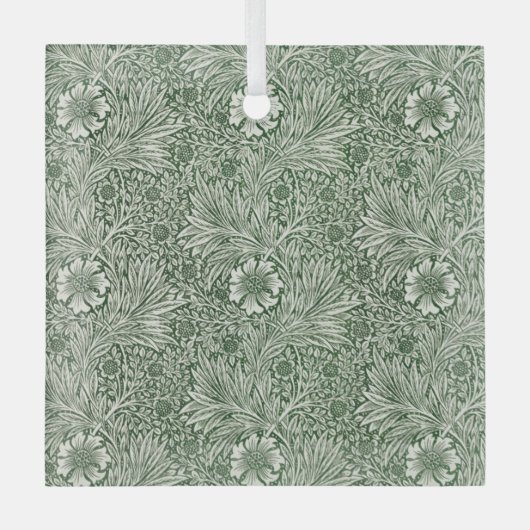 Ornate floral pattern of white flowers & leaves glas ornament (Voorkant)