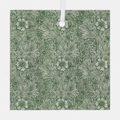 Ornate floral pattern of white flowers & leaves glas ornament (Achterkant)