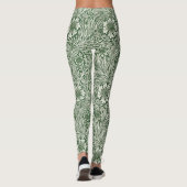 Ornate floral pattern of white flowers & leaves leggings (Achterkant)