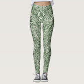 Ornate floral pattern of white flowers & leaves leggings (Voorkant)