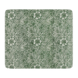 Ornate floral pattern of white flowers & leaves snijplank