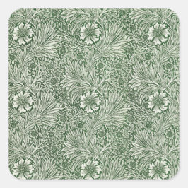 Ornate floral pattern of white flowers & leaves vierkante sticker