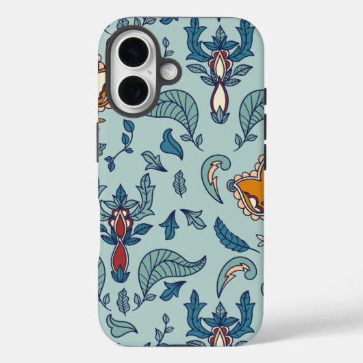 Ornate floral pattern on a pale blue background Case-Mate iPhone case (Achterkant)